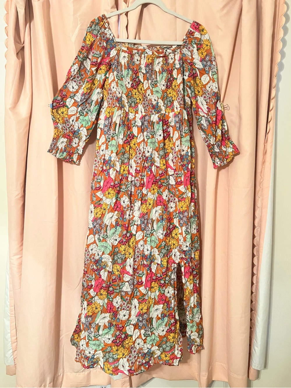 Nordstrom Melrose & Market Floral Smocked Off-Shoulder Midi Dress